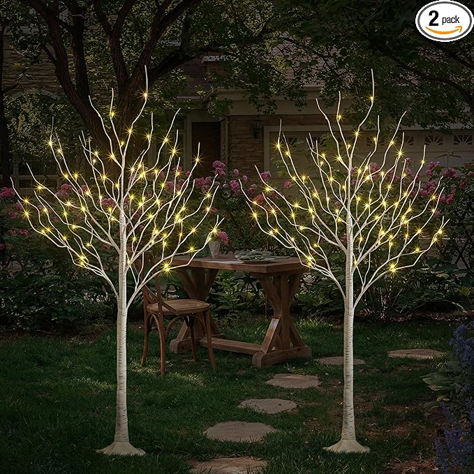 LIGHTSHARE 6 Feet 72L LED Birch Tree Lights, Warm White, by Lightshare