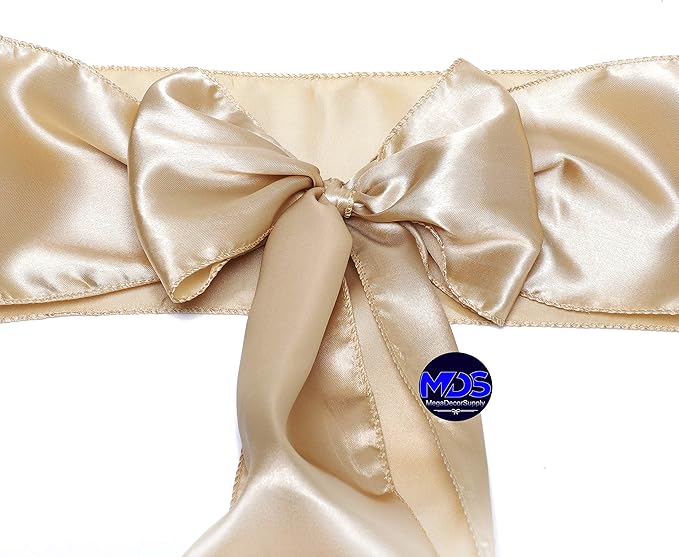 MDS Pack of 50 PCS Satin Chair Sashes Charmeuse Sateen Dining Chair Bows Ribbon - Image 3