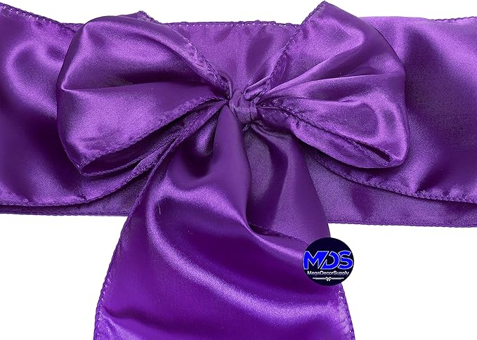 MDS Pack of 100 PCS Satin Chair Sashes Charmeuse Sateen Dining Chair Bows - Image 3