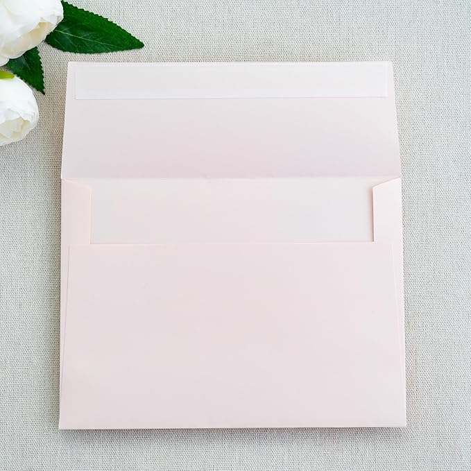 PONATIA 50 PCS 5x7 Envelopes, Blush Pink Self- Adhesive A7 Envelopes - Image 2