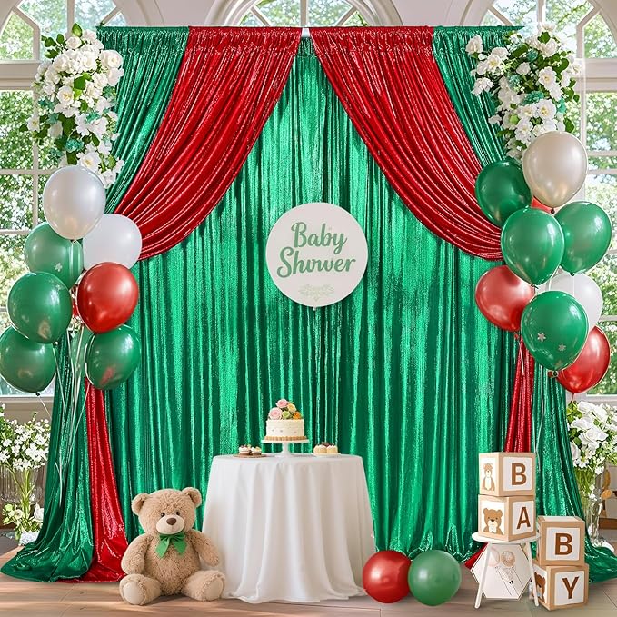 Christmas Backdrop Curtains Glitter Fabric - Image 4