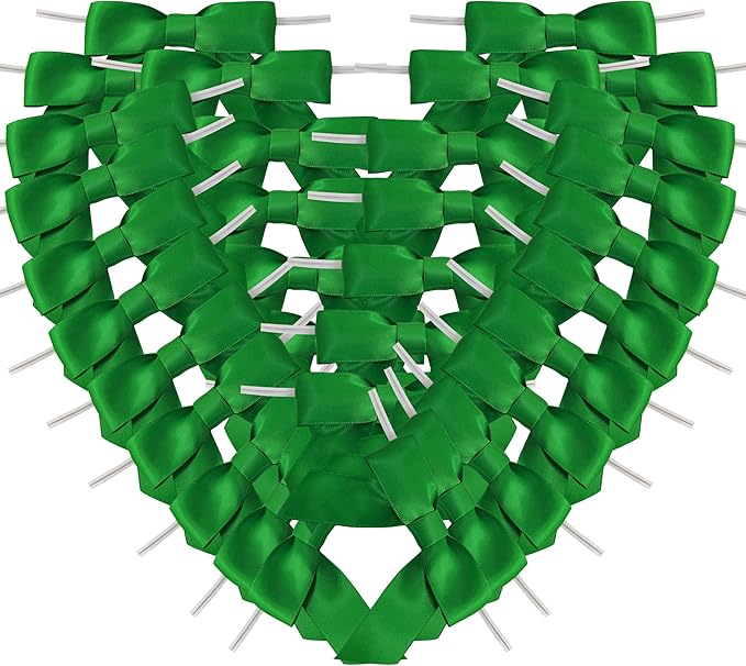 50pcs 3-1/2" Green Satin Ribbon Bows by Micomon