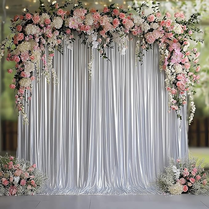 Outpain 10x10ft Silver Sequin Backdrop Curtains -Heavy Duty Gold Photography by Outpain