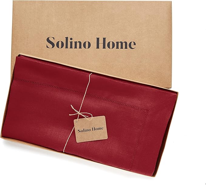 Solino Home Red Linen Tablecloth 60 x 144 Inch - Image 5