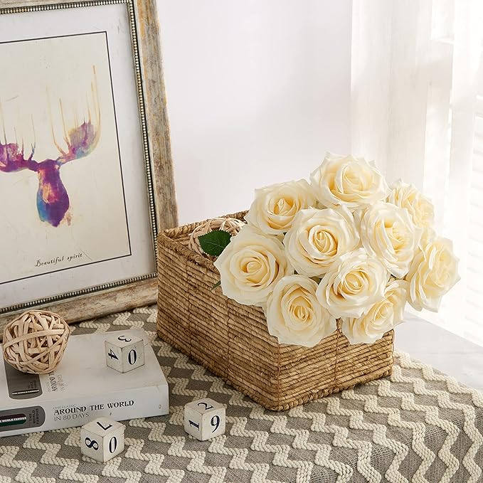 Artificial Rose 10pcs Open Flower Bouquet Faux Rose Stems - Image 3