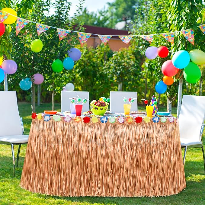Luau Party Decorations, Luau Flower 108 X 29.5" Grass Table Skirts Luau Party - Image 5