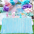 QueenDream Mermaid Blue Tablecloth 90x156 Inches Rectangle Tablecloths Sequin by QueenDream