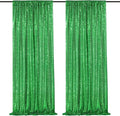 Green Sequin Backdrop Curtains 2 Panels 2FTx8FT Christmas Party Backdrop by QueenDream