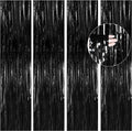 BTSD-home 4 Pack Black Foil Fringe Curtain Backdrop Metallic Photo Booth by BTSD-home