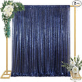 ShinyBeauty 4x10ft Navy Blue Sequin Photo Backdrop – 2 Pack Glitter Curtains by ShinyBeauty