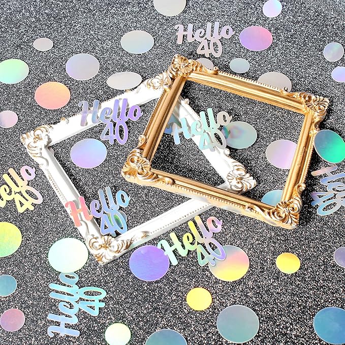 40th Birthday Confetti for Table Iridescent Birthday Party Decorations for Her - Image 4