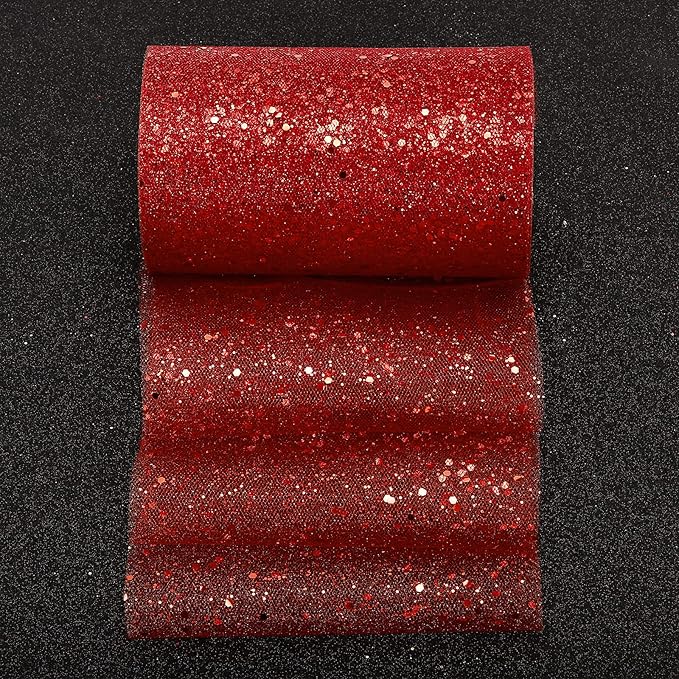 Glitter Tulle Rolls, 6” by 50 Yards Sparkling Tulle Spool Ribbon Sequin Tulle - Image 5