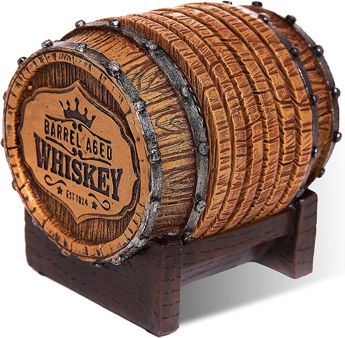 Cabin Obsession Whiskey Barrel Coaster Set – Handcrafted Whiskey Barrel Decor by CabinObsession