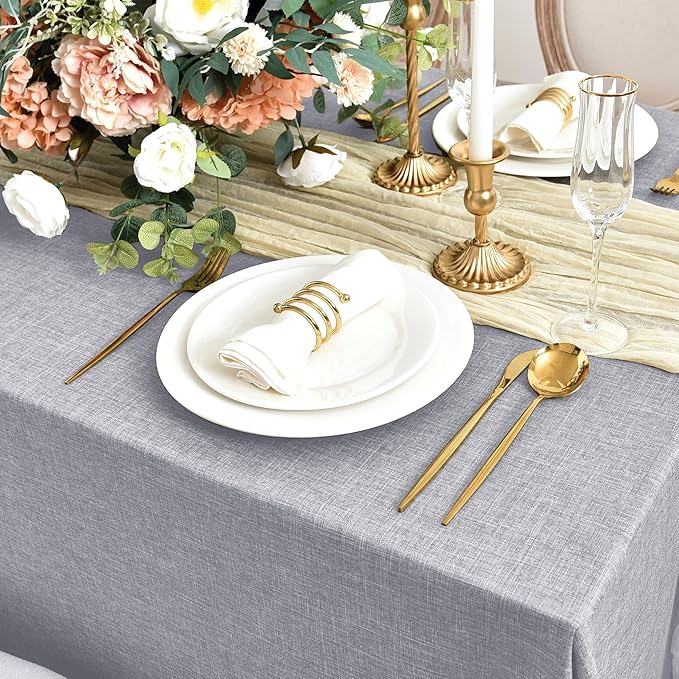 Fitable Faux Linen Tablecloths for Rectangle Tables: Water & Stain Resistant - Image 3