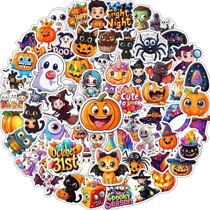 JCFIRE Halloween Stickers for Kids, Waterproof Cute Vinyl Stickers for Water by JCFIRE