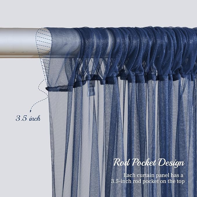 10ft X 10ft Navy Blue Tulle Backdrop Curtain - Image 3