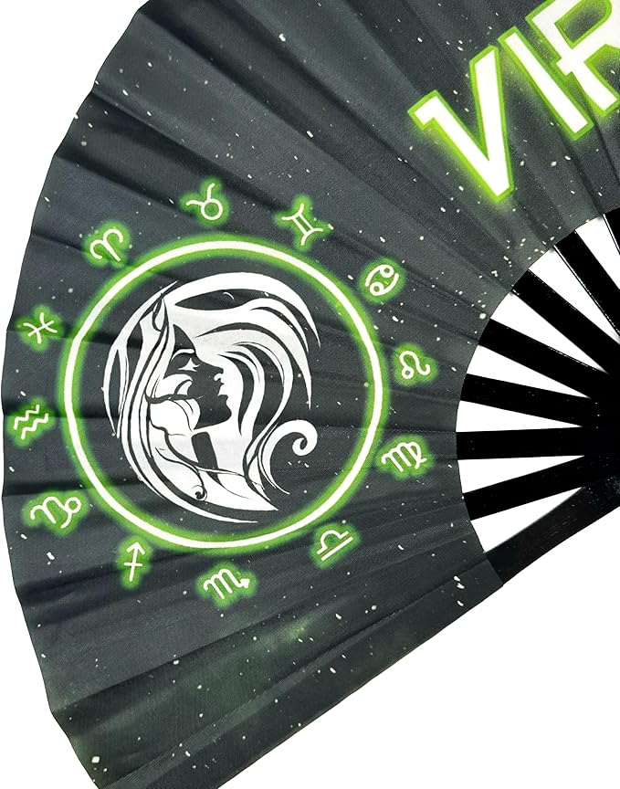 DeFlare | Cosmic Zodiac Rave Fan | Zodiac Sign Hand Fan | Astrology Rave Fan | - Image 2