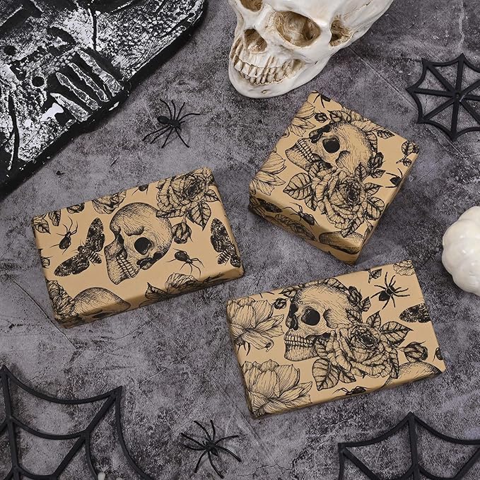 100 Sheets 20 * 14 Inches Vintage Halloween Tissue Paper Kraft Gothic Floral - Image 5