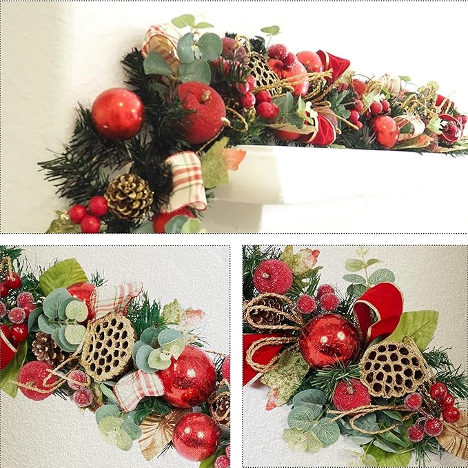 5 ft Christmas Garland for Mantle for Stairs Railing, for Table No Light - Image 5