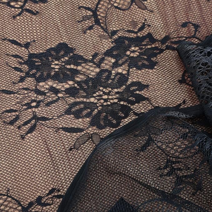 Black Tablecloth Halloween Lace Table Fabric 2pcs 60x120 Inch - Image 6