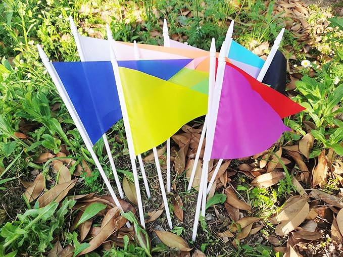 12 Pack Purple Pennant Flags Small Mini Hand Held Solid Color Pennant On Sticks - Image 8