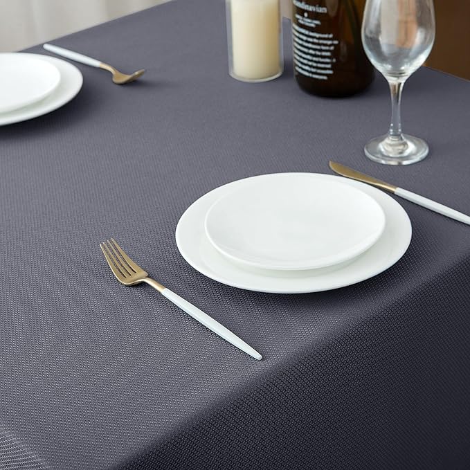 Biscaynebay Textured Fabric Tablecloths 52x70 Inches Rectangular, Dark Grey - Image 8