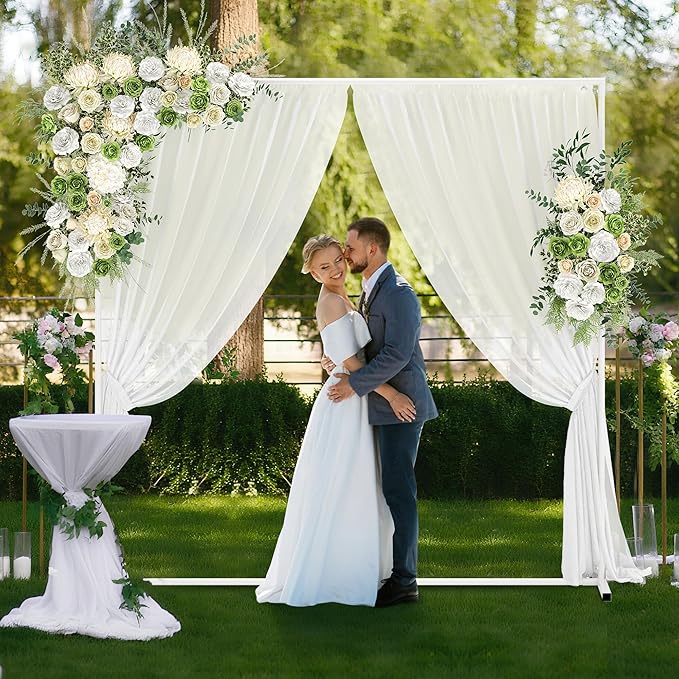 Walensee 7.9FTx6.6FT White Wedding Arch Backdrop Stand, Adjustable Square Metal - Image 2