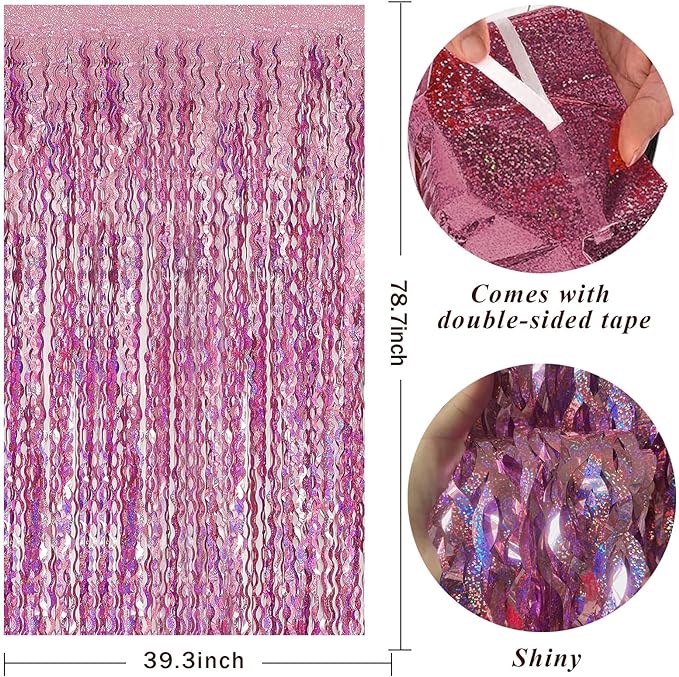 Tinsel Foil Fringe Curtains Wavy Backdrop - Image 2