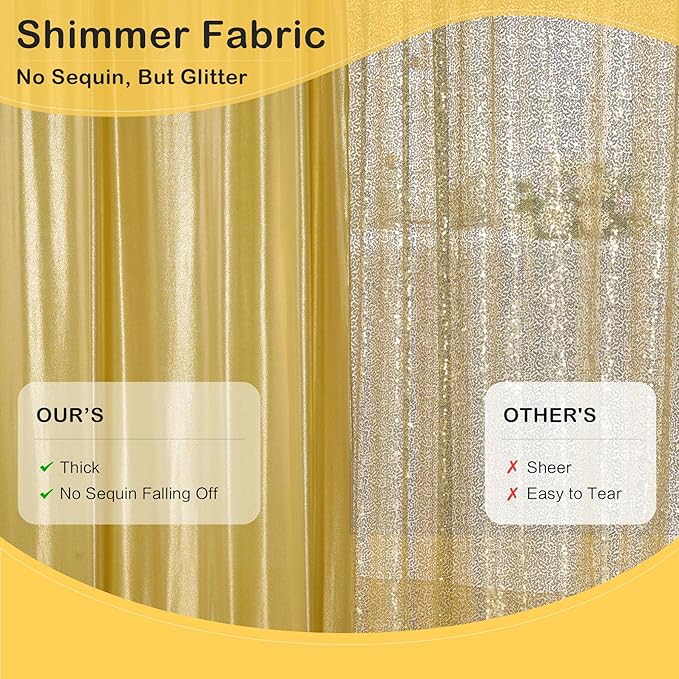 20ft x 10 ft Glitter Gold Backdrop Curtain - Image 2