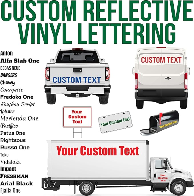 Custom Reflective Vinyl Lettering Decal Sticker Design, Personalize by RapidVinyl