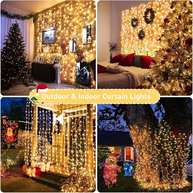 JMEXSUSS 900 LED Outdoor Christmas Curtain Lights, 9.5x29.5ft Christmas Lights - Image 7