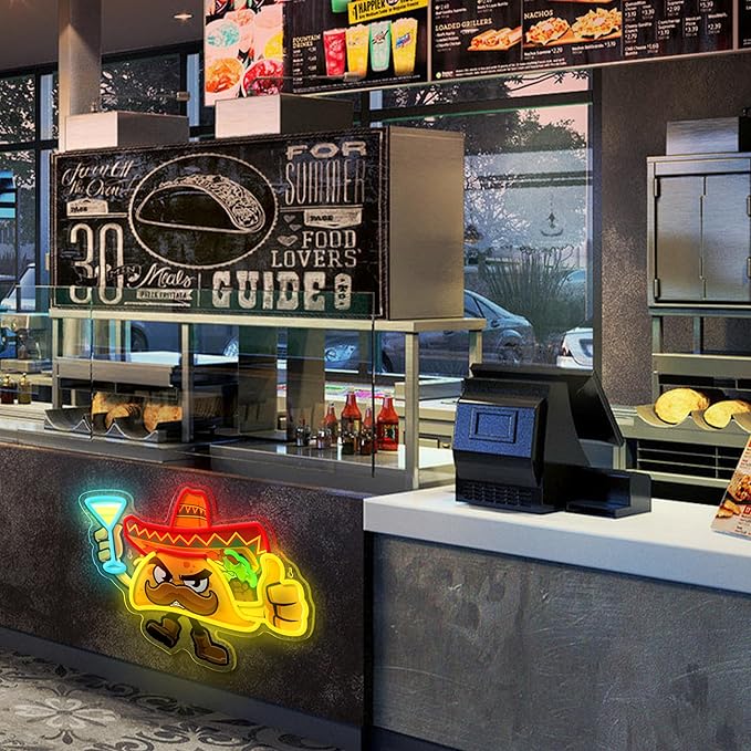 Tacos Neon Sign for Wall Decor, Dimmable Led Tacos Neon Light for Mexican - Image 5