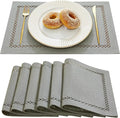 Burlap Placemats Set of 6, 12 x 18 Inch Rustic Geometric Hollow Place Mats by Aoztio