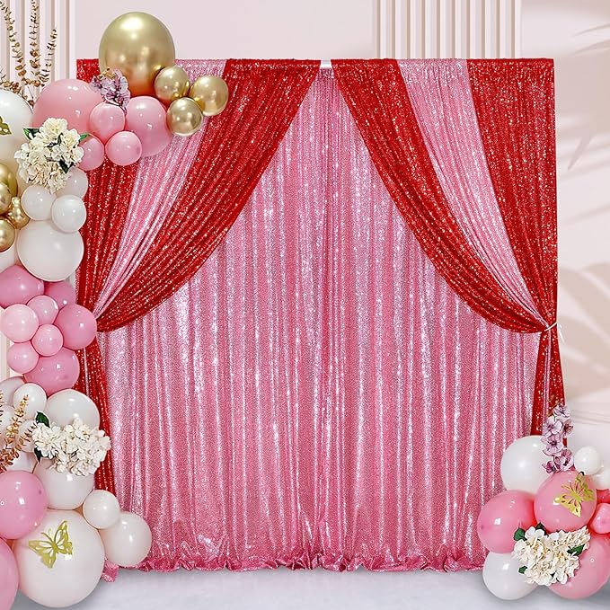 Blush Pink Sequin Backdrop Glitter Backdrop Curtains 7ft x 7ft Glitter - Image 6