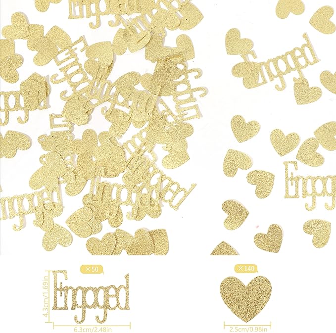 Gold Engagement Confetti With Hearts - Image 2