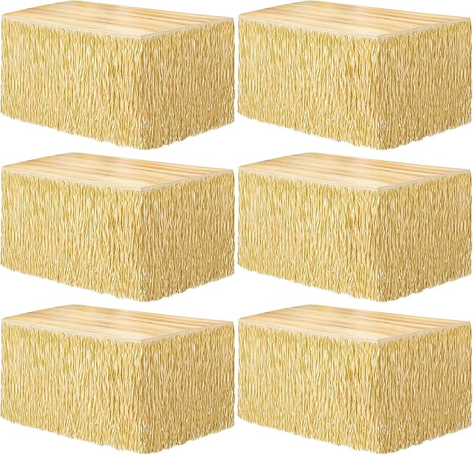 Fovths 6 Packs Luau Grass Table Skirt Fringe Straw Grass Skirt 108 x 30 Inch by Fovths