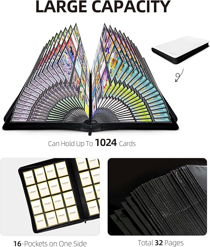 16 Pockets Premium Card Binder 1024 Cards Trading Card Binders Side Load Card - Image 4