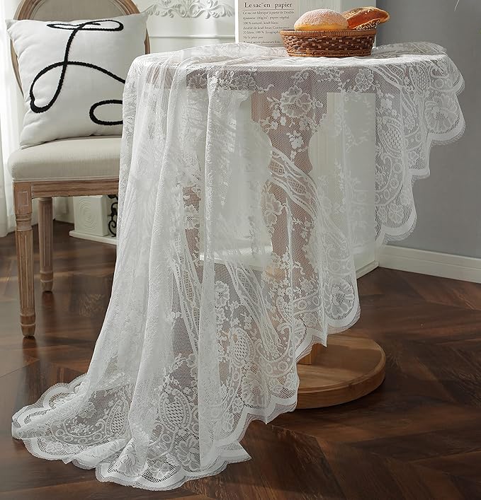 Gorgeous Round Lace Tablecloth, Vintage Floral Embroidered Table Cloths - Image 8