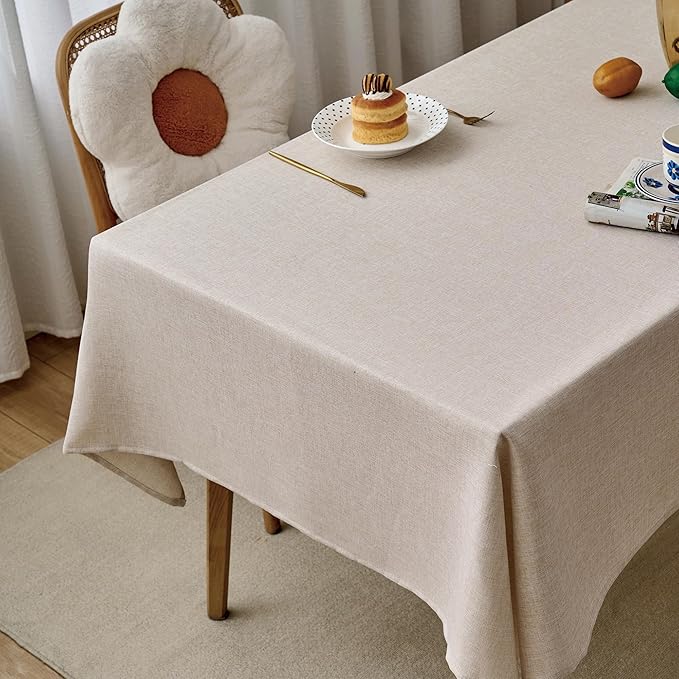 NLMUVW Linen Tablecloth Rectangle, Rustic Textured Table Cloth Water Resistant - Image 2