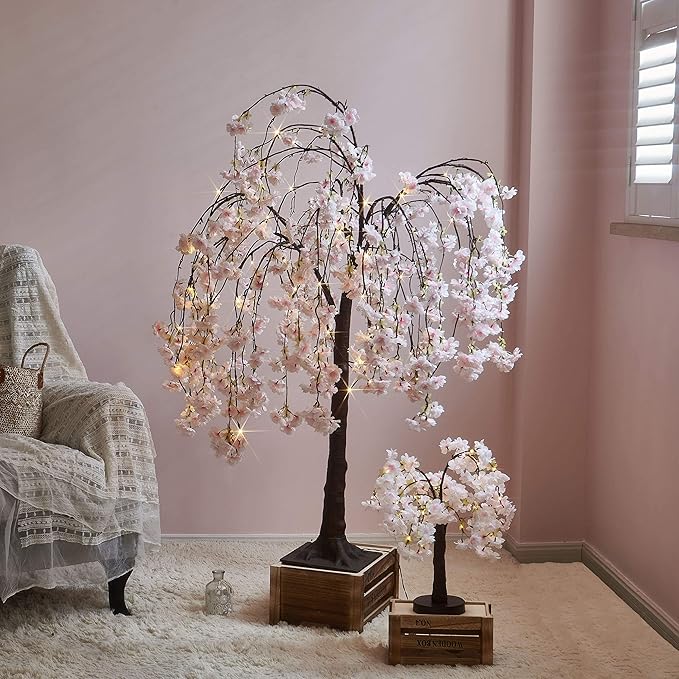 LITBLOOM Lighted Cherry Blossom Tree Pink 18IN 40 LED - Image 7