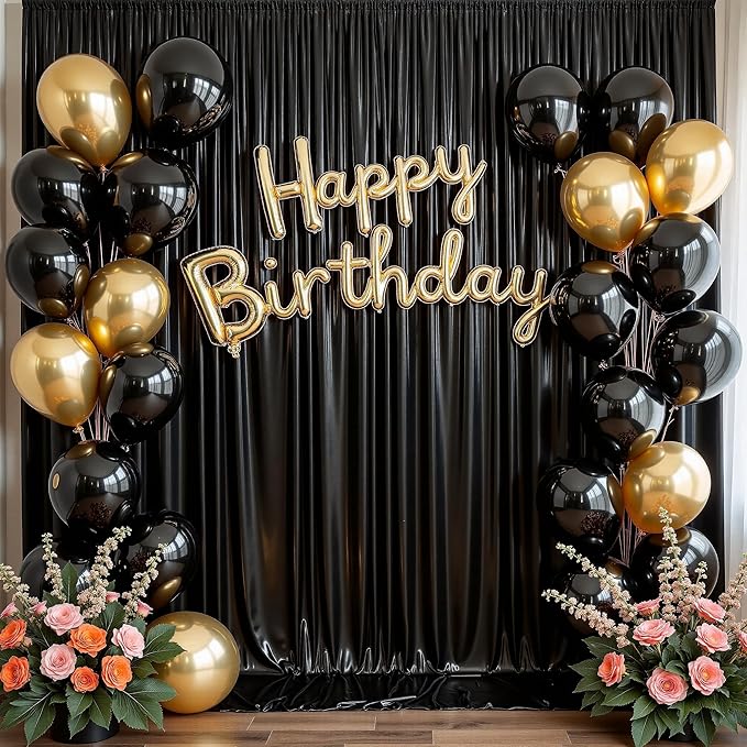 20ftx10 ft Black Glitter Sequin Backdrop Curtain - Image 4