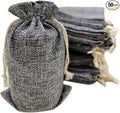 50 Gray Burlap Bags with Drawstring, 5x8 Inch Gift Bag Bulk Pack by SupplyFriend