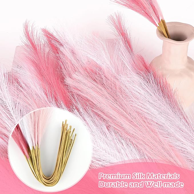 Pink Pampas Grass Decor 30 Pcs 21.7 Inch Faux Pampas Grass Bulk Artificial - Image 4