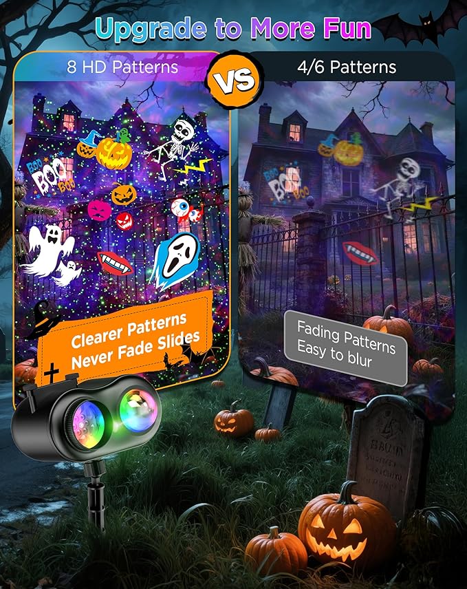 Halloween Christmas Projector Lights Outdoor, 8 Brighter HD Holiday Patterns - Image 3