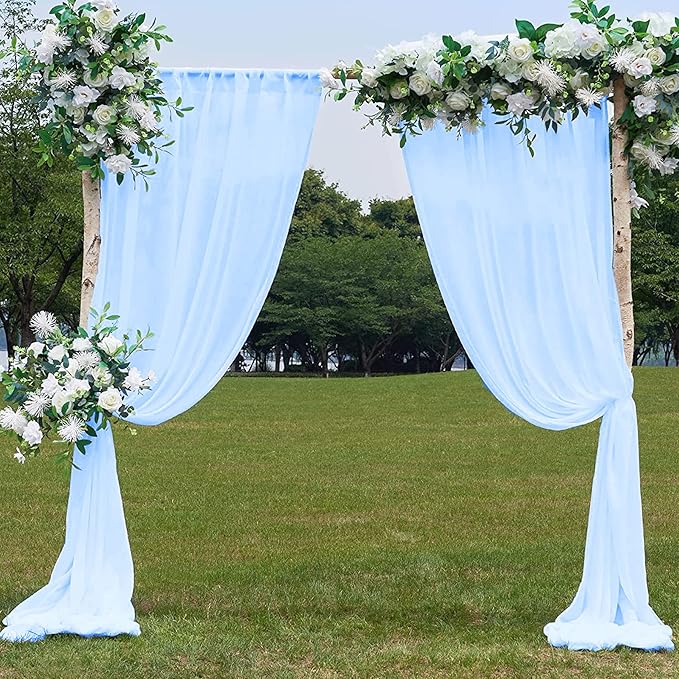 PARTISKY 10ftx10ft Blue Chiffon Sheer Backdrop Curtains, Wrinkle-Free Wedding - Image 8