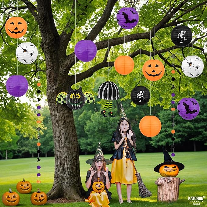 KatchOn, Halloween Hanging Paper Lanterns Set - Image 7