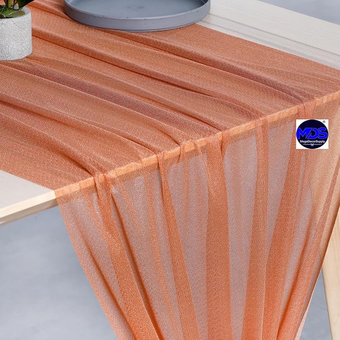 MDS 10 Pack 10ft Chiffon Table Runner 29 x 120 Inches Sheer Wedding Runner - Image 4