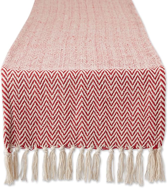 DII Woven Basic Tabletop Collection Chevron Table Runner, Tango Red by DII