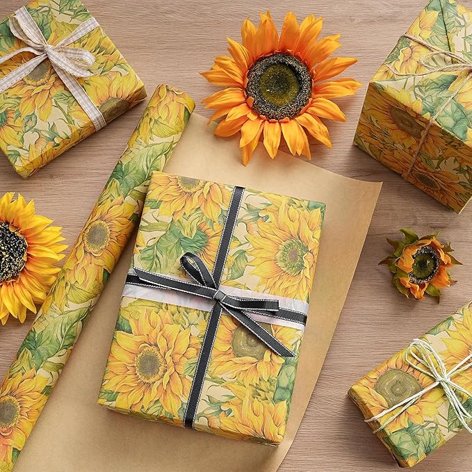 RUSPEPA Sunflower Wrapping Paper Roll - Image 3