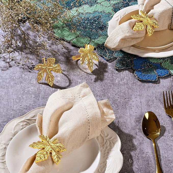 Elegant Handcrafted Leaf Napkin Rings - Image 2